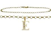 Diamond Initial E Yellow Gold 9 Charm Anklet