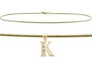 Initial Diamond K Yellow Gold 9 Charm Anklet