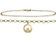 10 Inch 10K Yellow Gold Celtic Charm Anklet