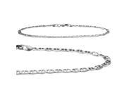 14K White Gold Flat Gucci Style 10 Inch Anklet