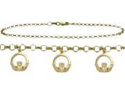 10 Inch 10K Yellow Gold Celtic 3 Charm Anklet