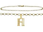 Diamond Initial H Yellow Gold 10 Charm Anklet