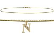 Initial Diamond N Yellow Gold 10 Charm Anklet