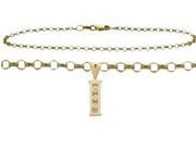 Diamond Initial I Yellow Gold 10 Charm Anklet