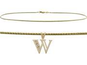 Initial Diamond W Yellow Gold 9 Charm Anklet