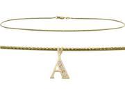 Initial Diamond A Yellow Gold 9 Charm Anklet