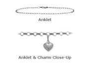 10K White Gold 9 Belcher Style Anklet with 9mm Heart Charm