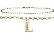 Diamond Initial L Yellow Gold 9 Charm Anklet