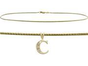 Initial Diamond C Yellow Gold 9 Charm Anklet