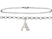 Diamond Initial A White Gold 10 Charm Anklet