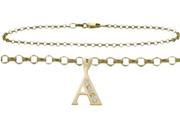 Diamond Initial A Yellow Gold 10 Charm Anklet