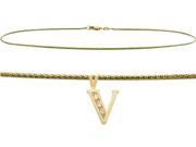 Initial Diamond V Yellow Gold 9 Charm Anklet