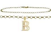 Diamond Initial B Yellow Gold 10 Charm Anklet
