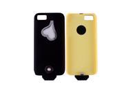 Yellow 2500mah External Backup Battery Power Bank Charger Case w heart stents For Iphone 5S 5G 5C