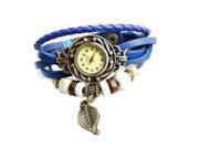 Blue Fashion Girl Women Ladies Watch Bracelet Tree leaf Detail Quartz Movement Wrist Watch