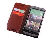 Brown Luxury Leather Flip Case Wallet Cover For HTC ONE M8
