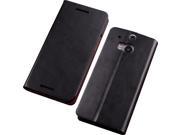 Black Luxury Leather Flip Case Wallet Cover For HTC ONE M8