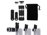 Cellphone 4in1 Fish Eye Wide Angle Micro 8x Zoom Optical Camera Lens Telescope