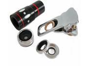 4 in1 Clip Optical Zoom Telescope Fish Eye Macro Lens Wide Angle Camera Lens for iPhone 6 Plus 5S 5 Smart Phones