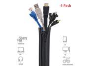 4 X 19.7 Cable Sleeves Cable Management Organizer Neoprene Cable Cord Wire Cover Hider Sleeves for PC TV Home Office Theater Speaker Black