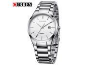 Men Fashion Stainless Steel Analog Date Sport Quartz Wrist Watch 8106 Silver White