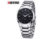 Men Fashion Stainless Steel Analog Date Sport Quartz Wrist Watch 8106 Silver Black