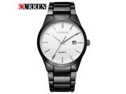 Men Fashion Stainless Steel Analog Date Sport Quartz Wrist Watch 8106 Black white