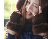 Fashion Women s Cute Knitted Fingerless Winter Gloves Soft Warm Mittens Lovely coffee