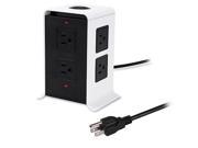 8 Outlet Power Strip Vertical Tower Socket w 4 USB Smart Charger Surge Protector