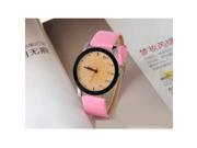Pink Lady Girl Fashion Women Candy Faux Leather Quartz Sport Analog Wrist Watch