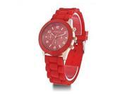 Lady Girl Fashion Women Candy Faux Leather Quartz Sport Analog Wrist Watch red