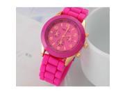 Lady Girl Fashion Women Candy Faux Leather Quartz Sport Analog Wrist Watch hot pink