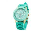 Lady Girl Fashion Women Candy Faux Leather Quartz Sport Analog Wrist Watch Mint green