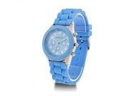 Lady Girl Fashion Women Candy Faux Leather Quartz Sport Analog Wrist Watch sky blue