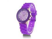 Lady Girl Fashion Women Candy Faux Leather Quartz Sport Analog Wrist Watch purple