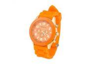 Lady Girl Fashion Women Candy Faux Leather Quartz Sport Analog Wrist Watch orange