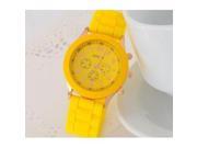 Lady Girl Fashion Women Candy Faux Leather Quartz Sport Analog Wrist Watch yellow