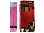 Red Full Middle Frame Housing Back Battery Door Cover Case Assembly With Side Button Sim Tray With Glue Adhesive For iPhone 6 4.7