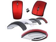 Red Foldable Fold 2.4 Ghz Wireless Arc Optical Mouse Mice USB Receiver for PC Laptop