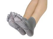Yoga Socks Full Toe with Grips S M Non Slip Ankle Socks Gray