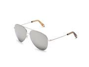 Victoria Beckham VBS90 Aviator Sunglasses Silver Frame Platinum Mirrored Lenses