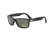 Persol PO3154S Rectangular Sunglasses 1042 58 Matte Black Polarized Green Lenses 3154 58 mm