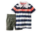 Carters Baby Clothing Outfit Boys 2 Piece Stripe Polo Short Set Green 24M