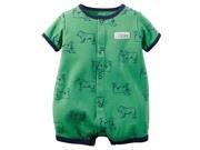 Carters Baby Clothing Outfit Boys Snap Up Printed Cotton Romper Green Dogs NB