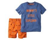 Carters Baby Clothing Outfit Boys 2 Piece Tee Short Set Little Explorer Blue 12M