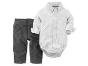Carters Baby Clothing Outfit Boys 2 Piece Oxford Bodysuit Corduroys Set White NB