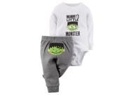 Carters Baby Clothing Outfit Boys Halloween Bodysuit Pant Set Little Monster White 12M