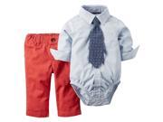 Carters Baby Clothing Outfit Boys 3 Piece Shirt Red Pant Set with Bow Tie Blue NB