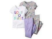 Carters Baby Clothing Outfit Girls 4 Piece PJ Set Love to Smile White 12M