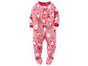 Carters Toddler Clothing Outfit Girls 1 Piece Fleece PJs Santa Christmas Trees Pink 3T